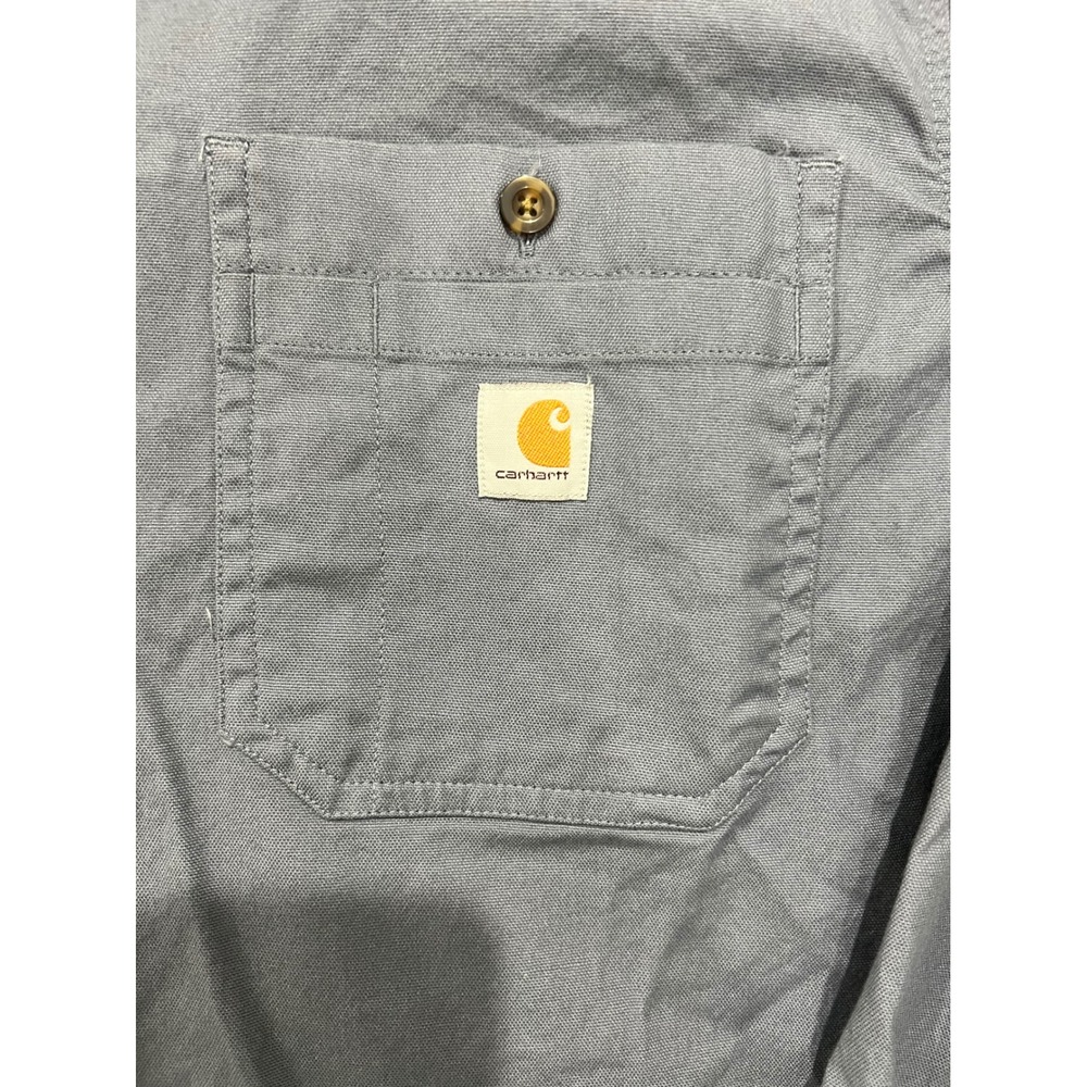 Carhartt Shirt Mens L Blue/Gray Rugged Flex Relaxed Fit Long Sleeve Work Shirt